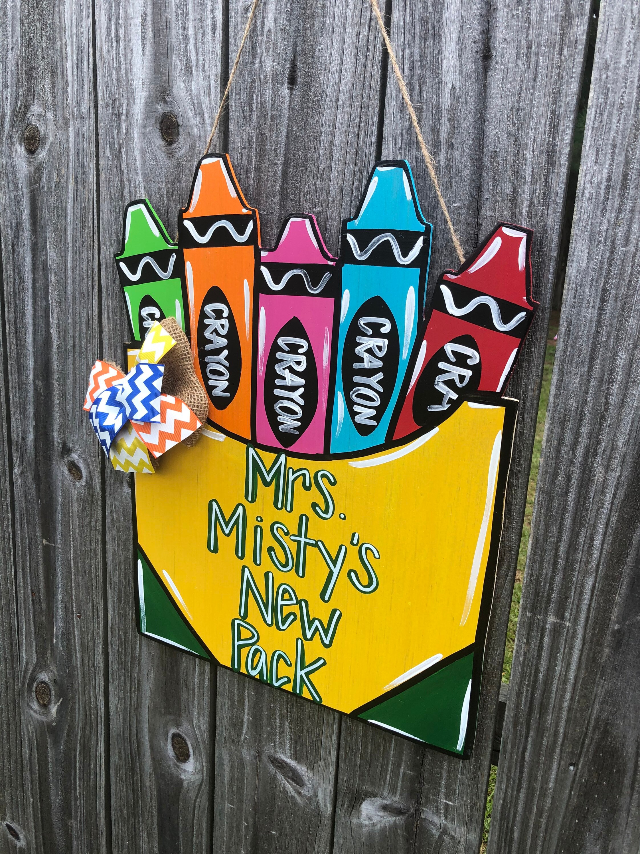 Crayon Box Door Hanger Teacher Door Hanger Personalized Etsy
