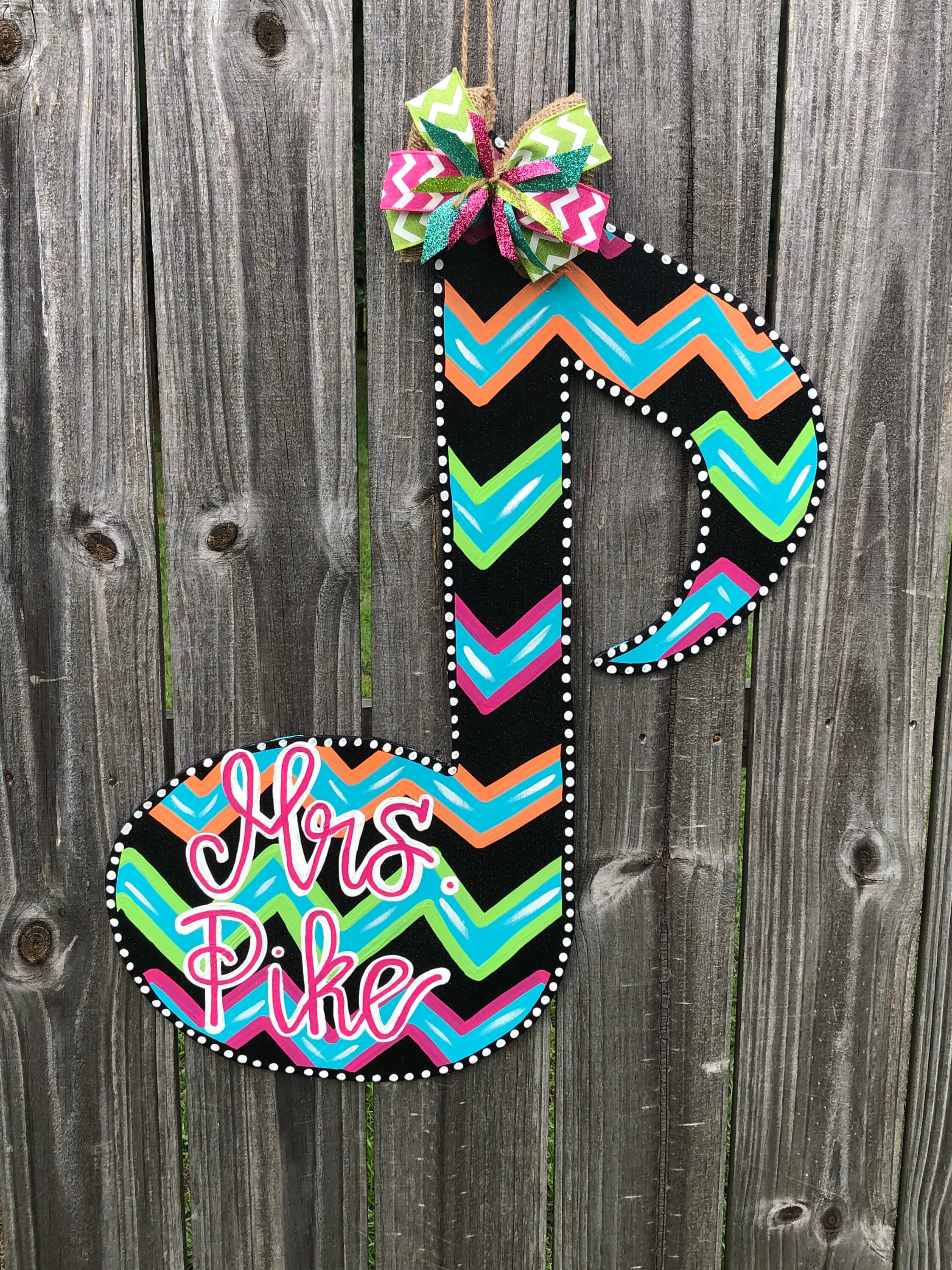 Music Note Door Hanger Teacher Door Hanger Personalized Etsy