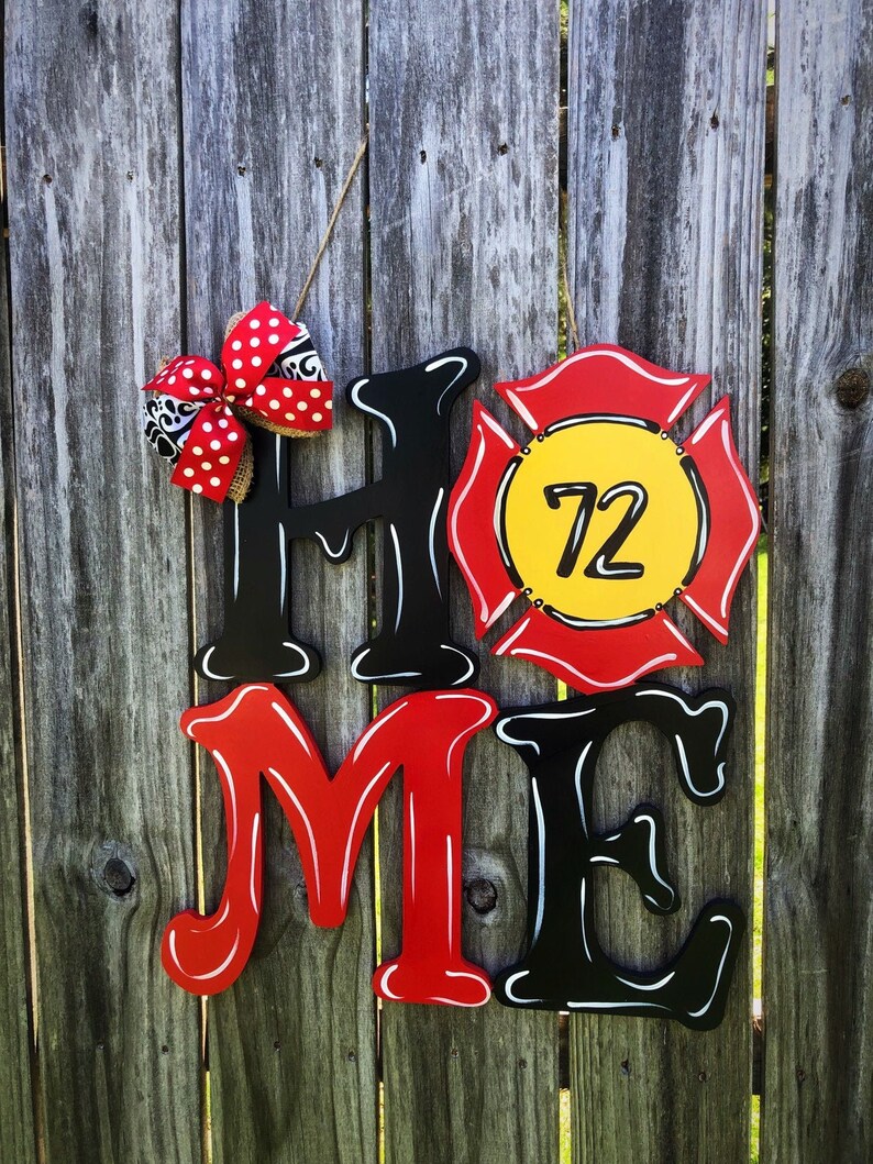 Firefighter Home Door Hanger Maltese Cross Door Hanger Etsy