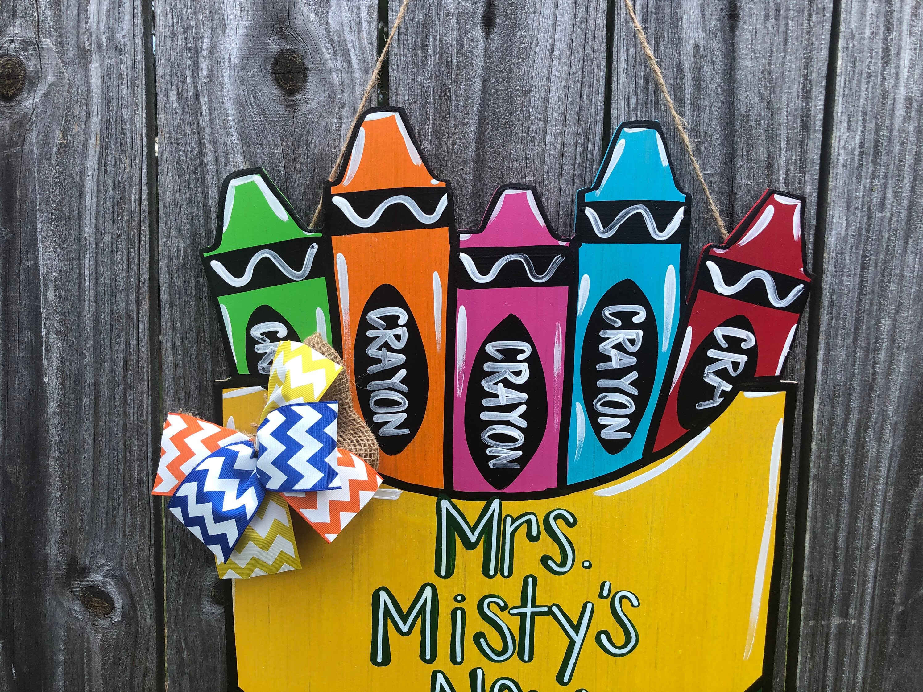 Crayon Box Door Hanger Teacher Door Hanger Personalized Etsy