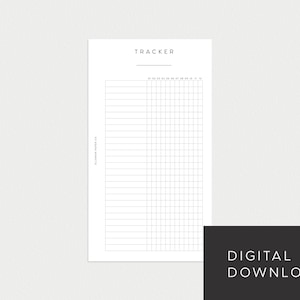May include: A printable tracker with the word "TRACKER" at the top. The tracker is a grid with 32 rows and 13 columns. The columns are labeled with numbers 1-13.