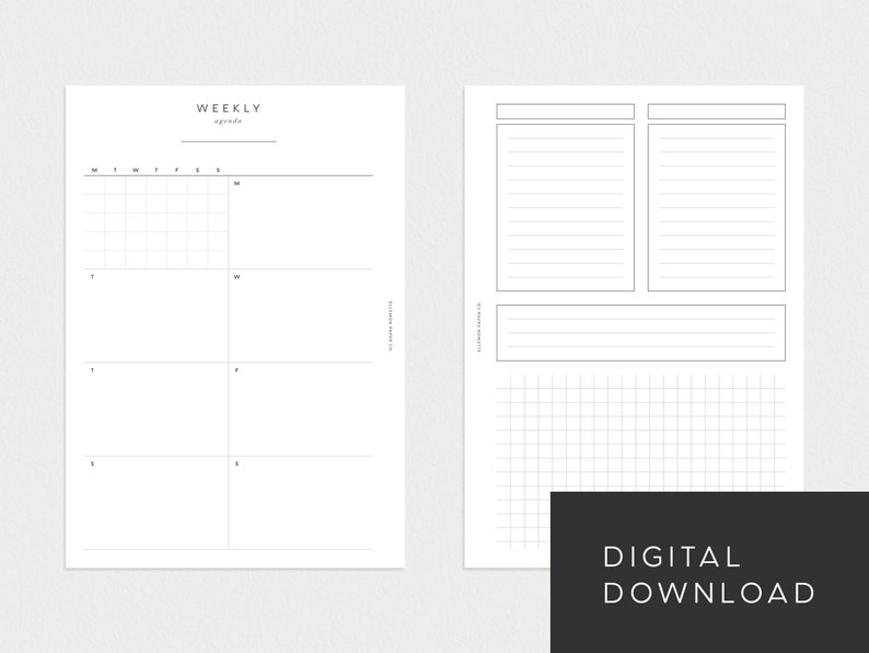 PRINTABLE Planner A6 Undated Weekly No. 2 Week on 2 pages image 1