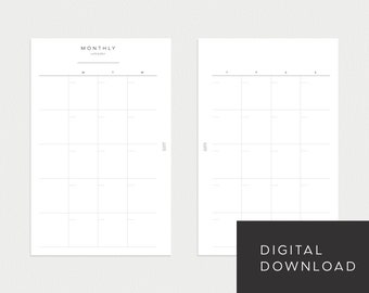 PRINTABLE Half Letter Undated Monthly No. 1 (Month on 2 pages)