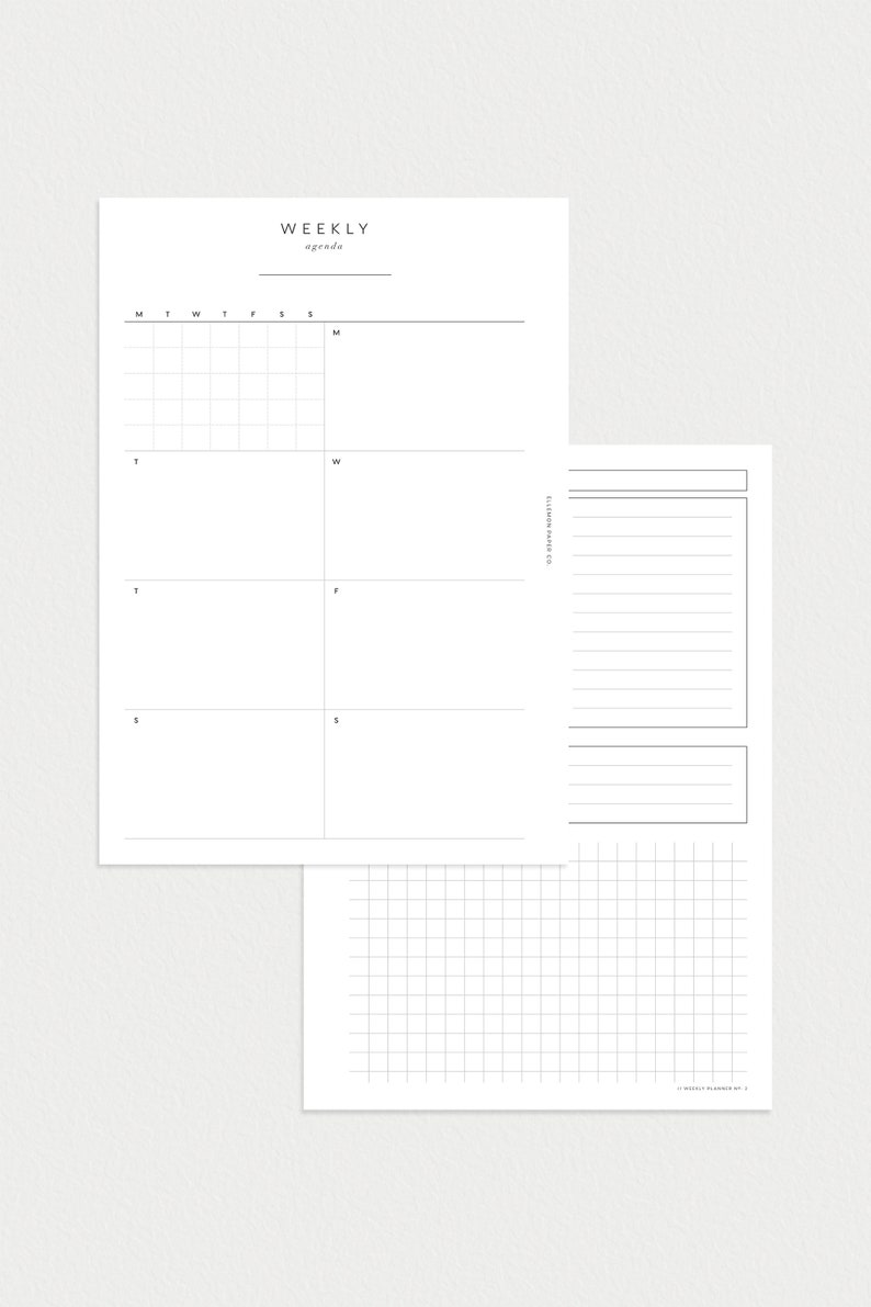 PRINTABLE Planner A6 Undated Weekly No. 2 Week on 2 pages image 2