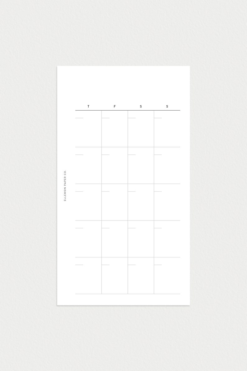 PRINTABLE Planner Personal Size Undated Monthly No. 1 Month on 2 pages image 5