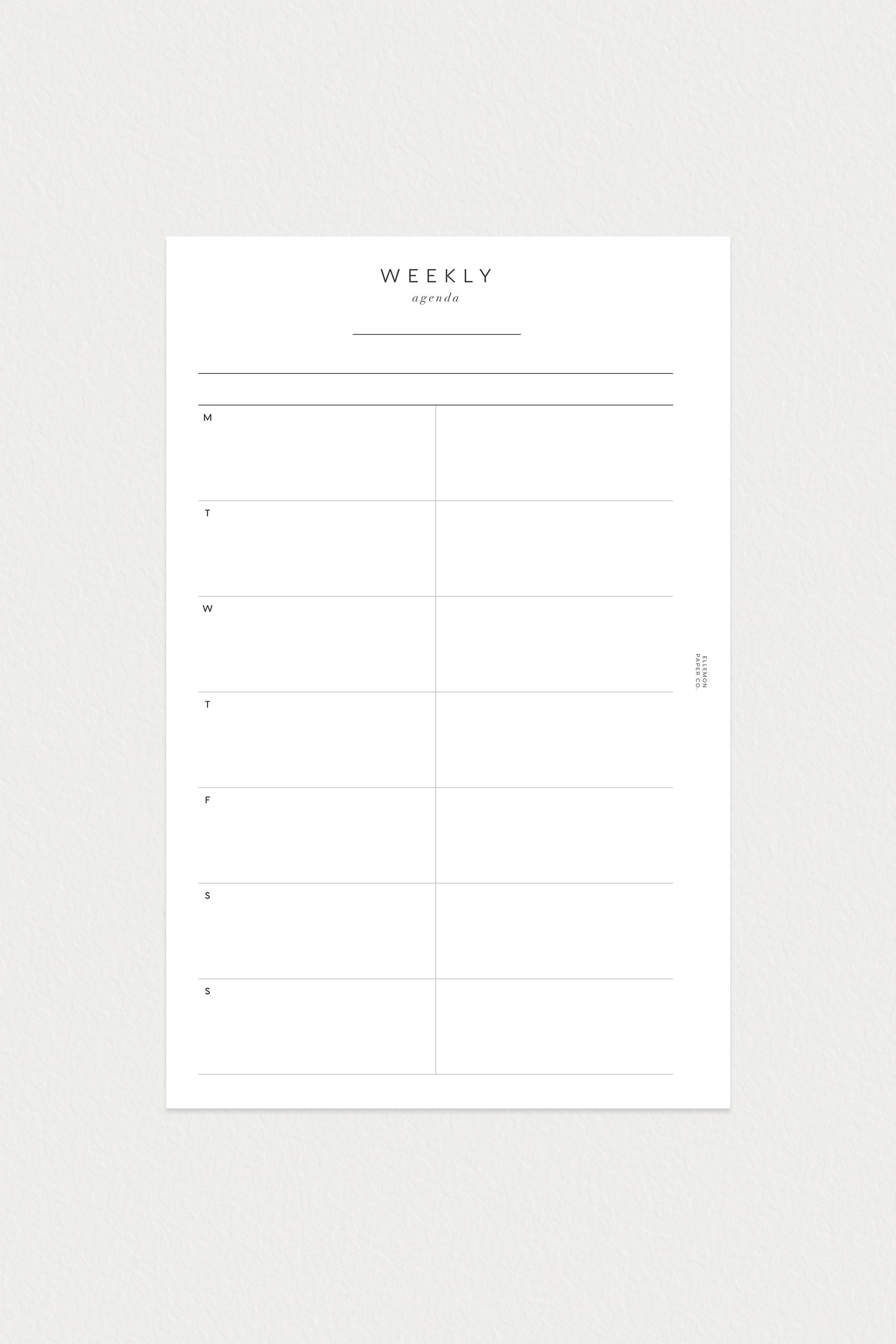 PRINTABLE Half Letter Undated Weekly No. 1 (week on 2 Pages) - Etsy