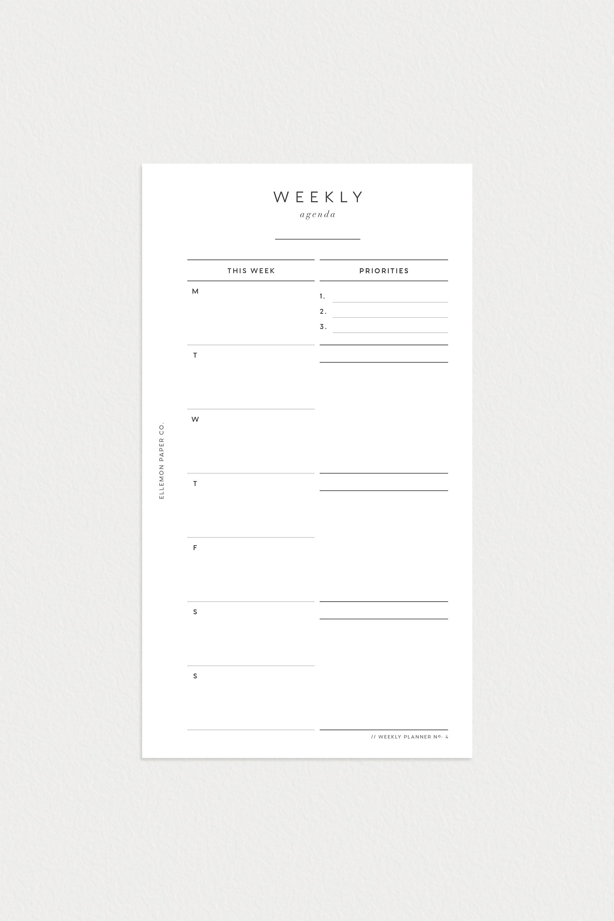 PRINTABLE Planner Personal Size Undated Weekly No. 4 week on - Etsy