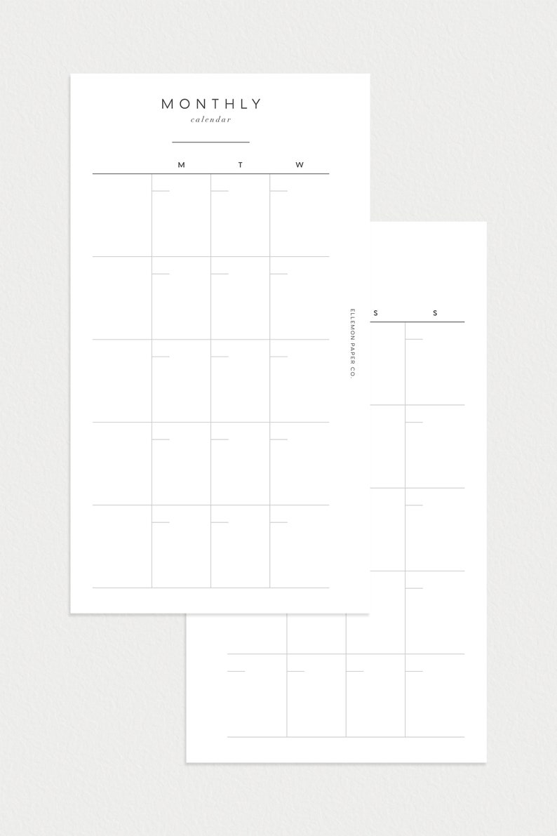 PRINTABLE Planner Personal Size Undated Monthly No. 1 month - Etsy