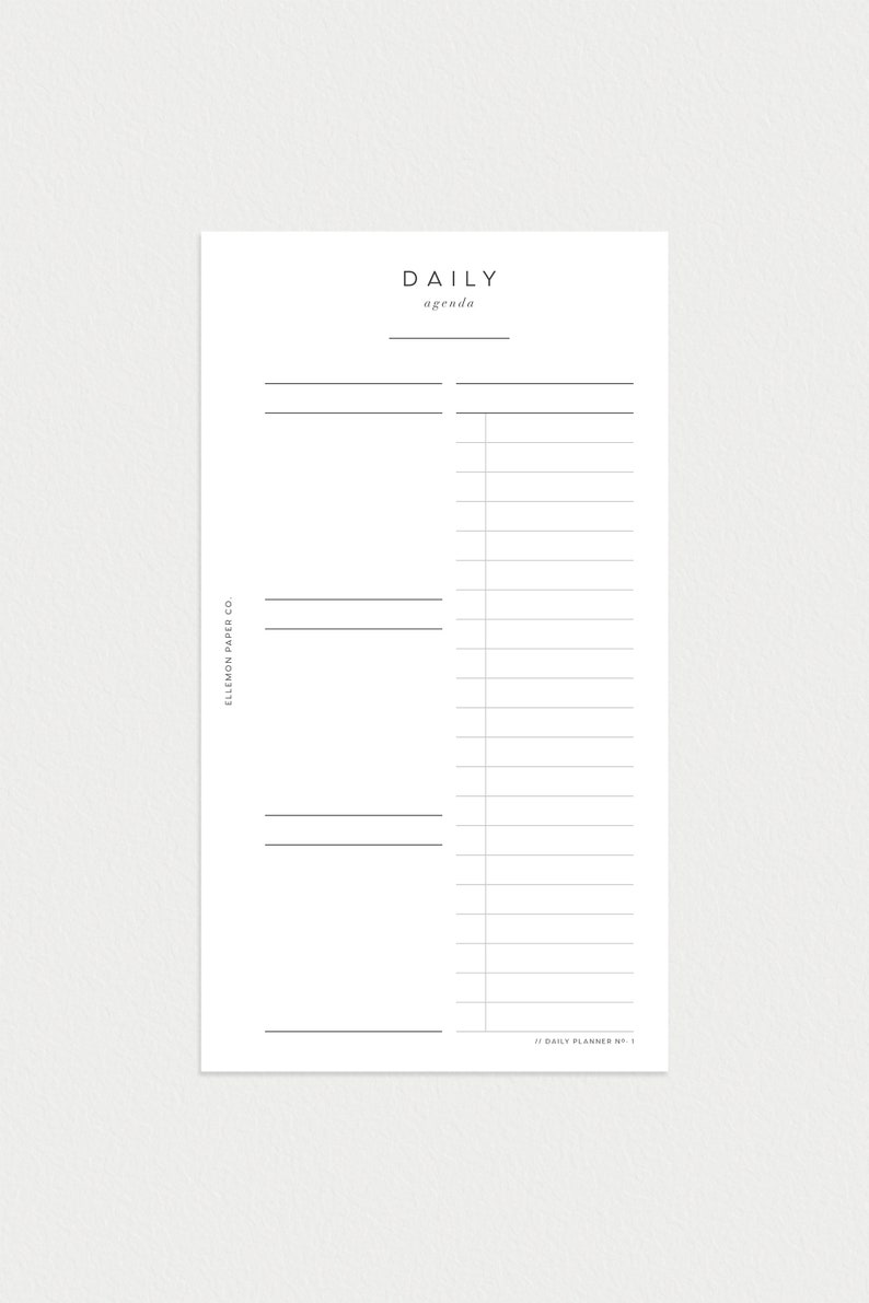 PRINTABLE Planner Personal Size Undated Daily No. 1 Day on 1 page image 3