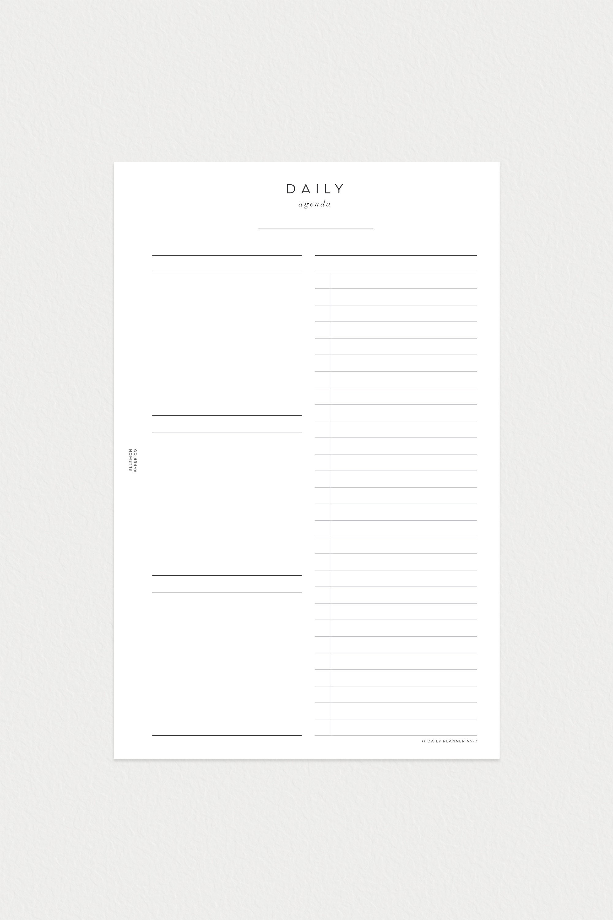 PRINTABLE Half Letter Undated Daily No. 1 day on 1 Page - Etsy