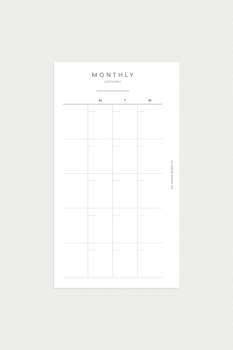 PRINTABLE Planner Personal Size Undated Monthly No. 1 Month on 2 pages image 4