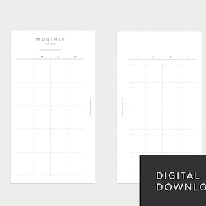PRINTABLE Planner Personal Size Undated Monthly No. 1 Month on 2 pages image 1