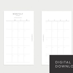PRINTABLE Planner Personal Size Undatiert Monthly No. 1 (Monat auf 2 Seiten)