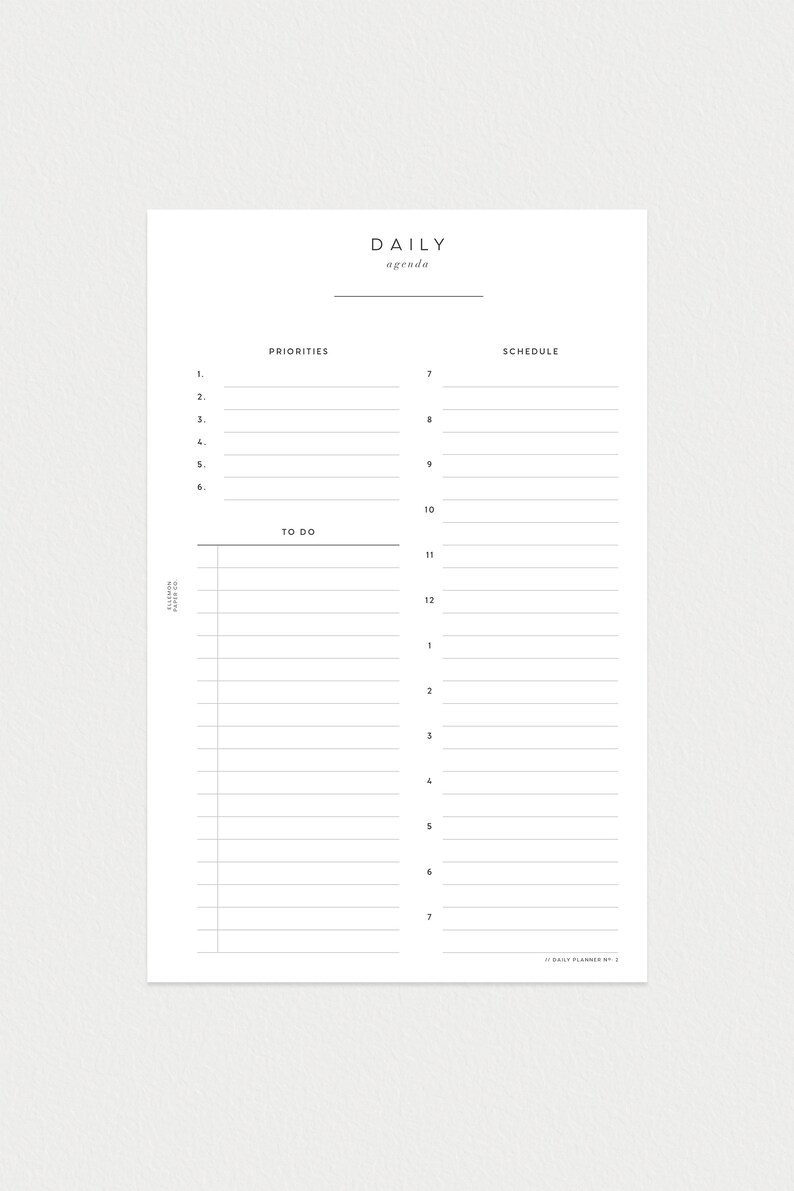 PRINTABLE Half Letter Undated Daily No. 2 day on 1 Page - Etsy