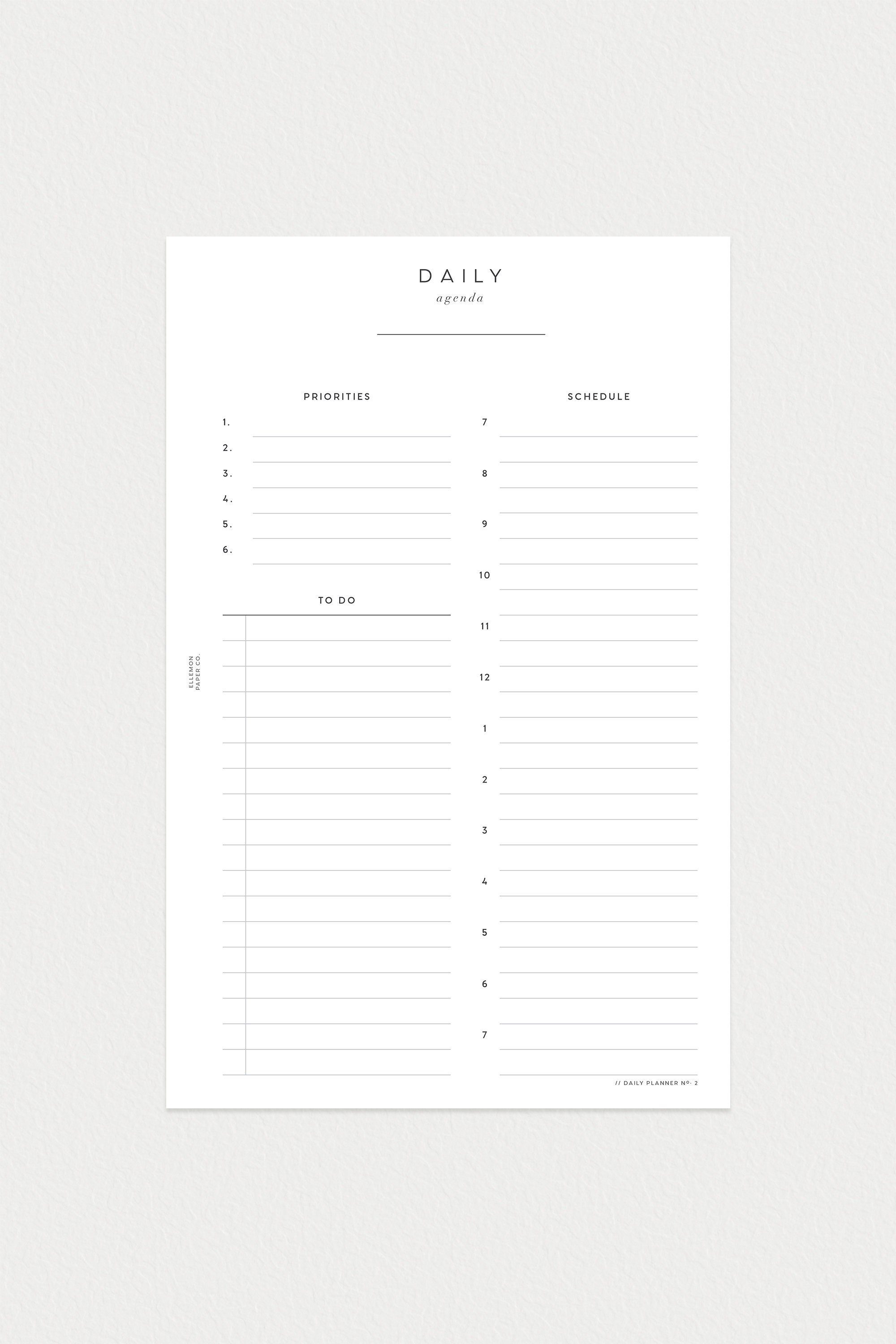 PRINTABLE Half Letter Undated Daily No. 2 (day on 1 Page) - Etsy
