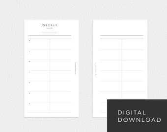 PRINTABLE Planner Personal Size Undated Weekly No. 1 (Week on 2 pages)