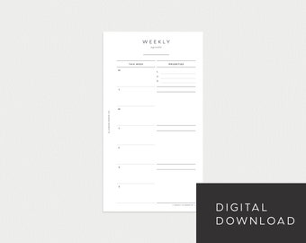PRINTABLE Personal Size Undated Weekly No. 4 (Week on 1 page)