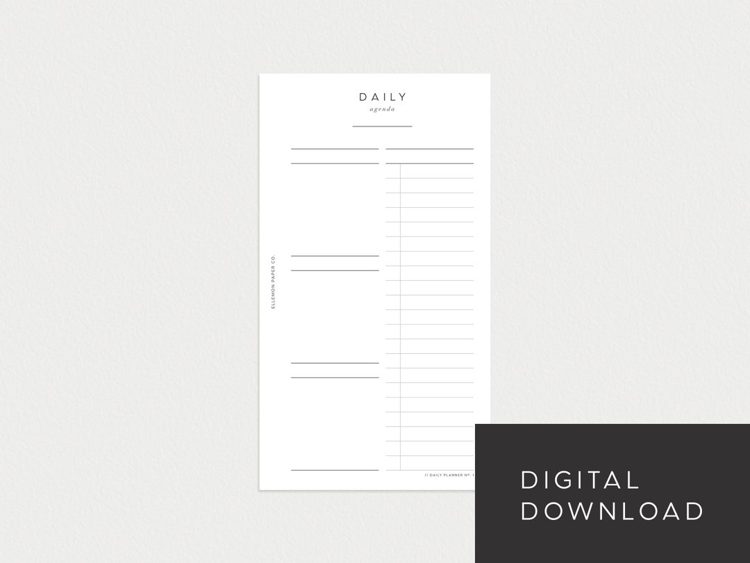 PRINTABLE Planner Personal Size Undated Daily No. 1 (day on 1 Page) - Etsy
