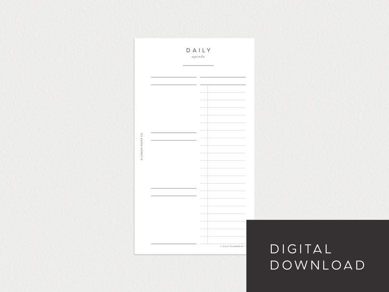 PRINTABLE Planner Personal Size Undated Daily No. 1 Day on 1 page image 1