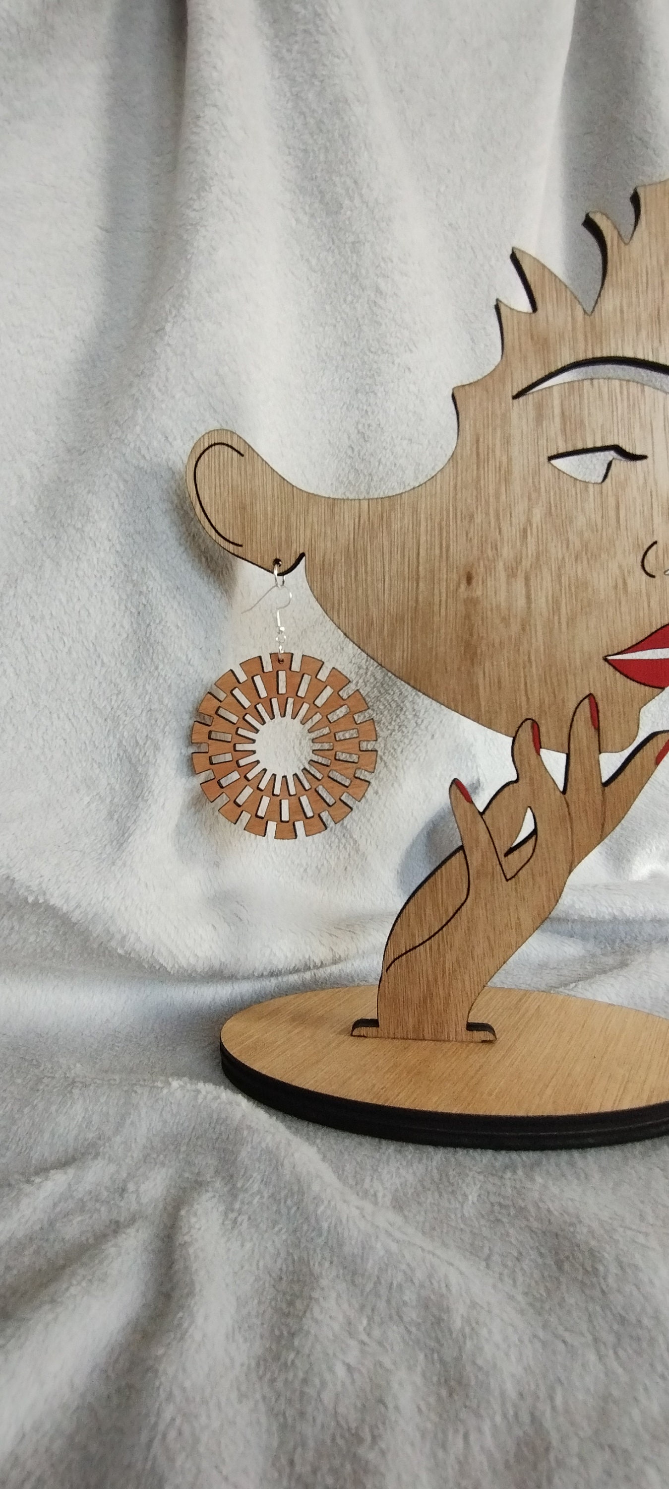 Boho Earrings | Hoop Earrings | Acrylic | Wood | Black | White | Hypoallergic | Eco | Sustainable