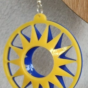 Earrings, Jewellery, Ukraine, Peace, Sunflower, Yellow, Blue, Titanium
