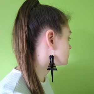 Art Deco style, Mackintosh inspired, , Geometric, Acrylic, Black Earrings, Long Earrings