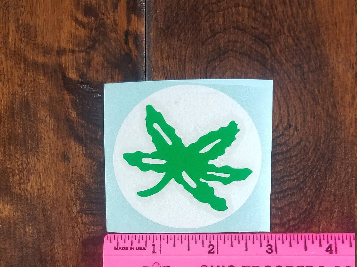 OSU Buckeye Leaf w/ White Backing Decal Etsy