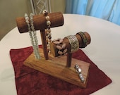 2 Bar Accessory Holder on Stand made from Oak and Magnolia Wood.