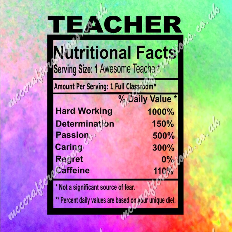 Download Nutritional Facts Teacher svg cricut silhouette cutting | Etsy