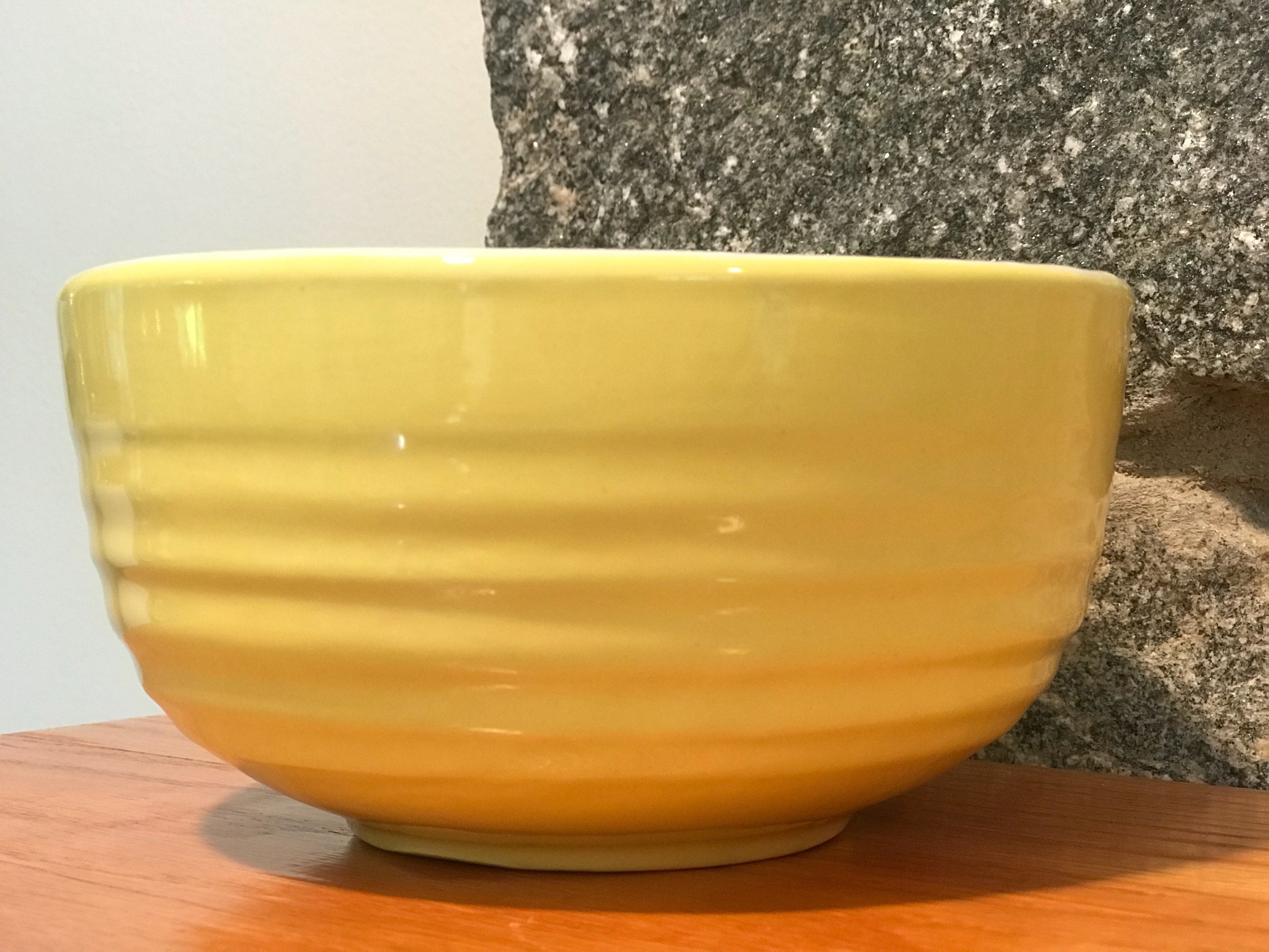 Hand Painted Lemon Yellow Glazed Pottery Bowl Etsy