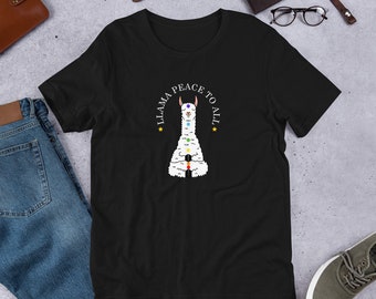 Llama Reiki Healing Chakras Peace to All Christmas Gift T-Shirt