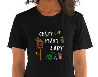 Crazy Plant Lady Plants Flowers Funny Gardening  T-Shirt (Shipped from USA, UK )