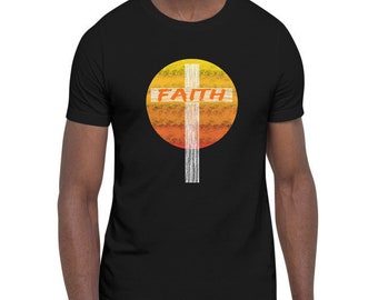 Christian Faith with Cross - Christian Faith Vintage Retro T-Shirt (Shipped from USA, UK )