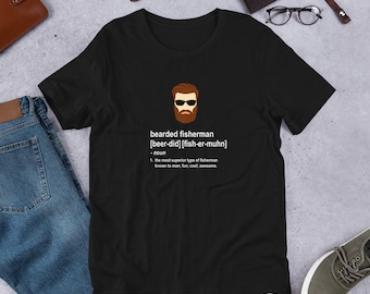 Funny Brown Beard Fisherman Gift for Men T-Shirt (Shipped from USA, UK, )