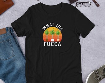 Funny Gardening Gifts Yucca Plants Men Women What the Fucca Retro T-Shirt (Printed from USA, UK, )