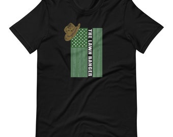 The Lawn Ranger Mowing Vintage T-Shirt with USA Flag (Shipped from USA, UK )