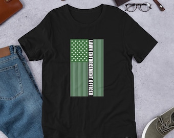 Lawn Enforcement Officer Gardening USA Flag T-Shirt (Shipped from USA, UK )