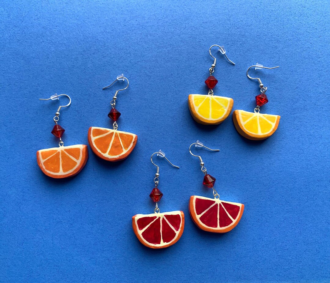 Handmade Fruity Slice Earrings Etsy
