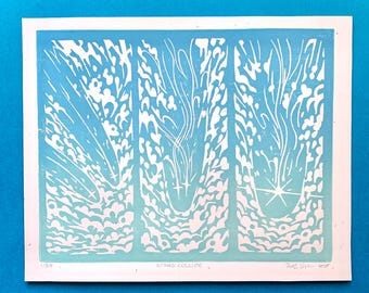 Stars Collide Linocut Print
