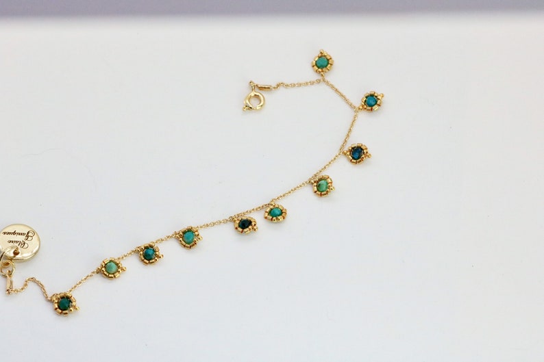 Delicate Gold Bracelet with Amazonite Stone and Beads Boho Thin Dainty Beaded Chain Bracelet Friendship Bracelet