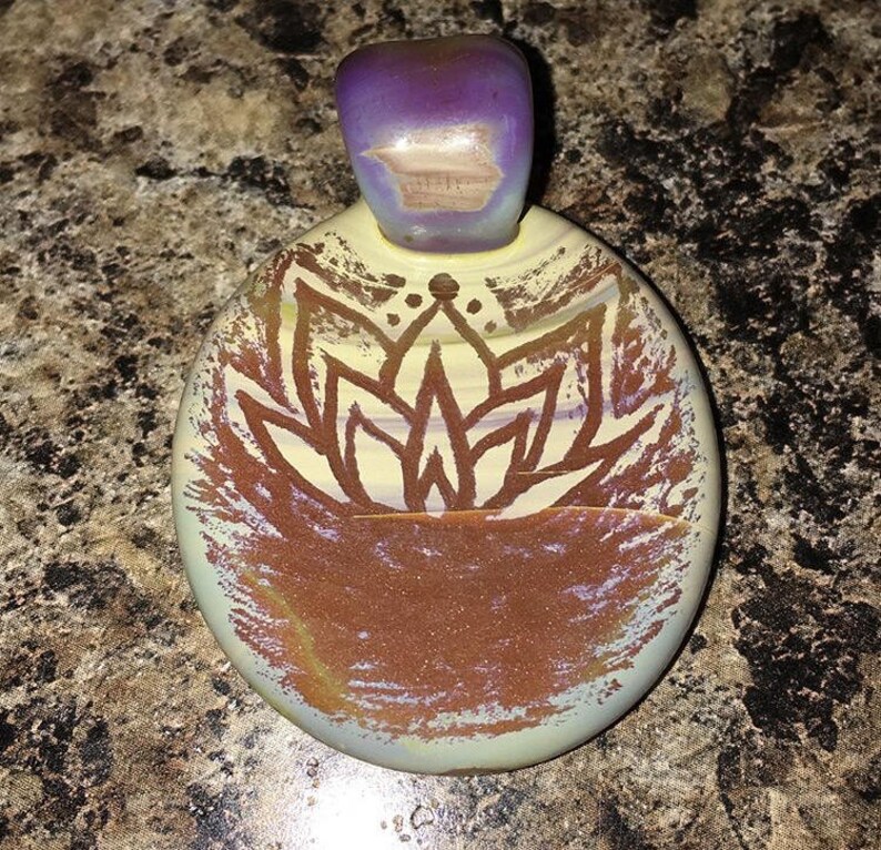 Mandala /& Lotus Flower Glass Pendant