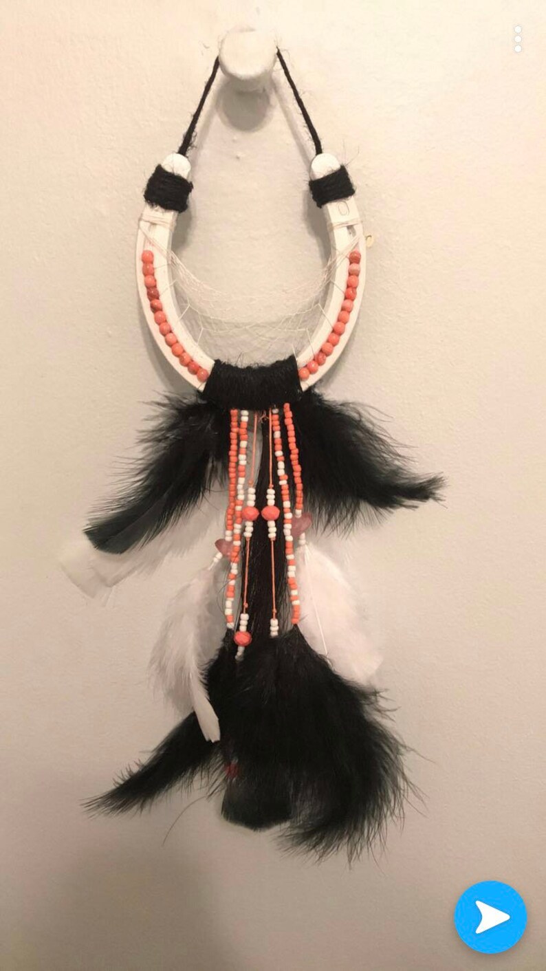 Custom made horseshoe dream catcher with real horse hair Etsy