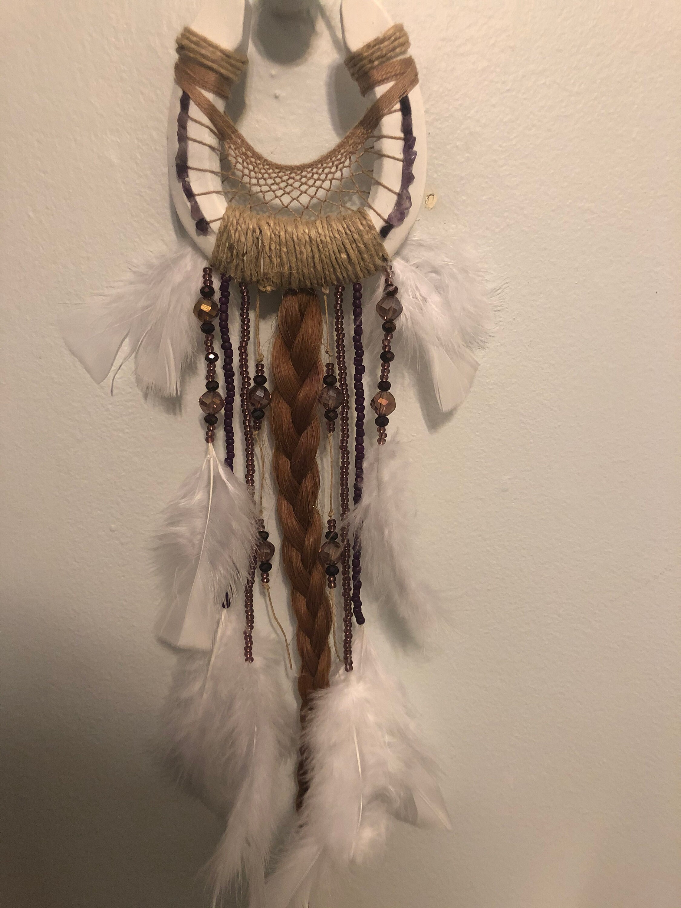 Custom made horseshoe dream catcher with real horse hair Etsy