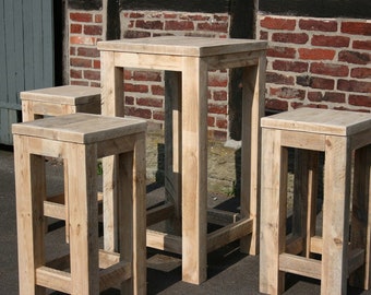 Timber bar table stool combination recycled