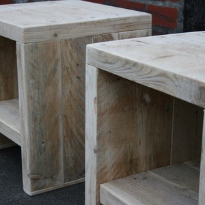 PAIR of timber side tables, bedside cabinets, stools image 4