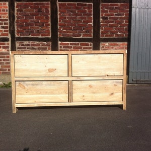 Console made of recycled, old lumber, wash basin, image 2