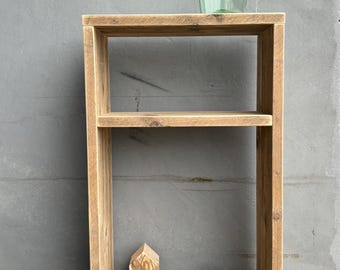 Shelf, side shelf made of recycled old wood, construction timber, solid wood, bathroom shelf, kitchen shelf, bedroom shelf, bookcase, recycled wood