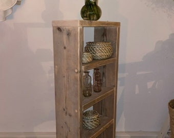 Shelf, side shelf made of recycled scaffolding - lumber, solid wood, bathroom shelf, kitchen shelf, bedroom shelf, bookcase, recycled wood