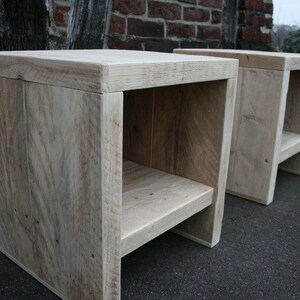 PAIR of timber side tables, bedside cabinets, stools image 2