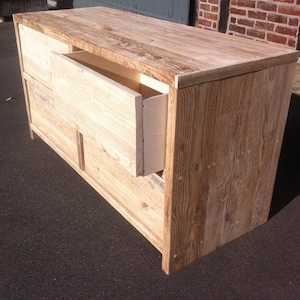 Console made of recycled, old lumber, wash basin, image 3